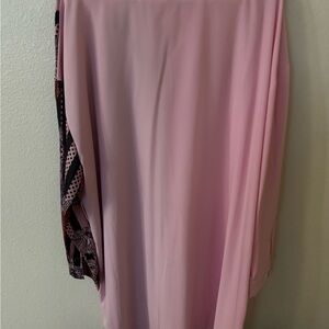 SHEIN Curve Pink Mixed Print Tie Neck Blouse Tunic 2XL